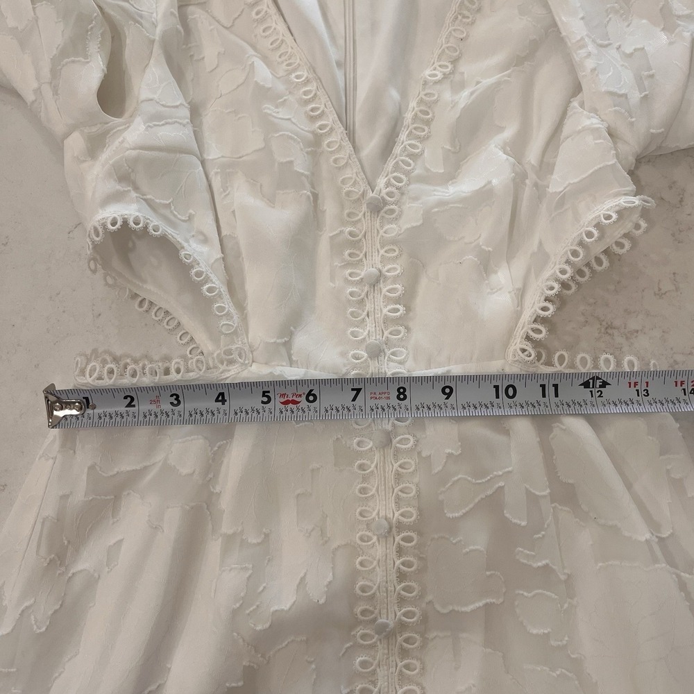 Lulu's All Over Floral Cut Out Button Mini Bridal Wedding Bachelorette Dress S - Picture 7 of 9